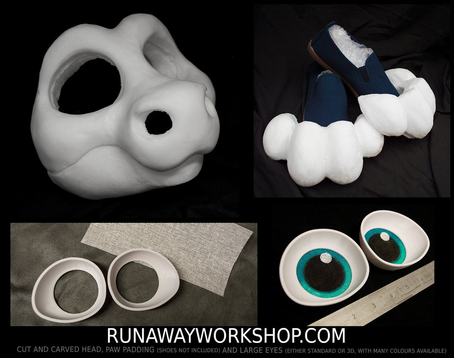 Kemono angel dragon/pony bundle deal: cut and carved head base, Eyes and Feet padding, for costumes mascots and fursuits.