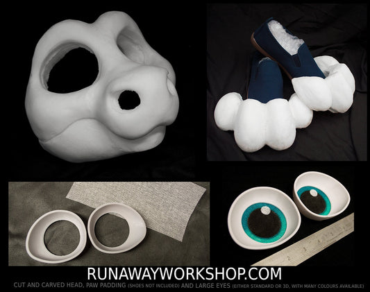 Kemono angel dragon/pony bundle deal: cut and carved head base, Eyes and Feet padding, for costumes mascots and fursuits.
