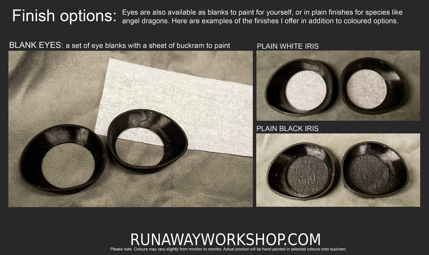 Black follow me effect toony eyes for costumes, fursuits and mascots (1 pair)(Many colours and custom painted options) Waterproof
