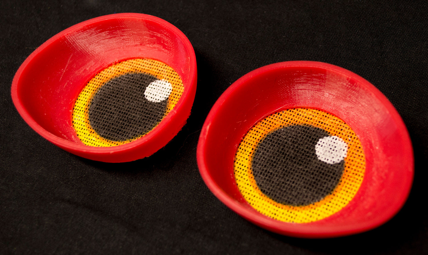 Red follow me effect toony eyes for costumes, fursuits and mascots (1 pair)(Many colours and custom painted options) Waterproof