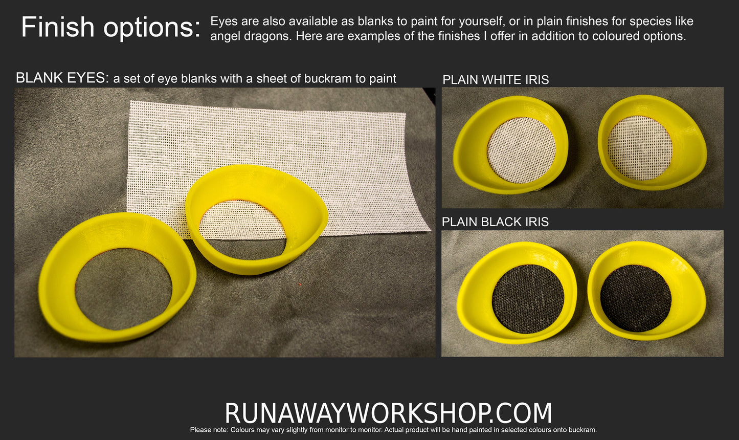 Large Yellow Toony follow me eyes for costumes, fursuits and mascots, 1 pair (Many colours and custom painted options) Waterproof