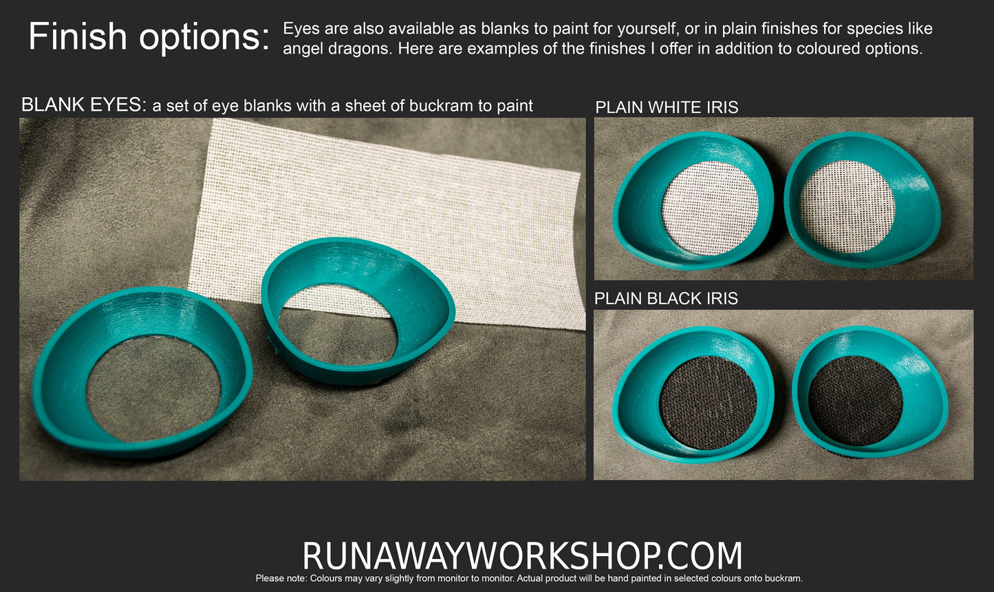 Large turquoise toony follow me eyes for costumes, fursuits and mascots, 1 pair (Many colours and custom painted options) Waterproof