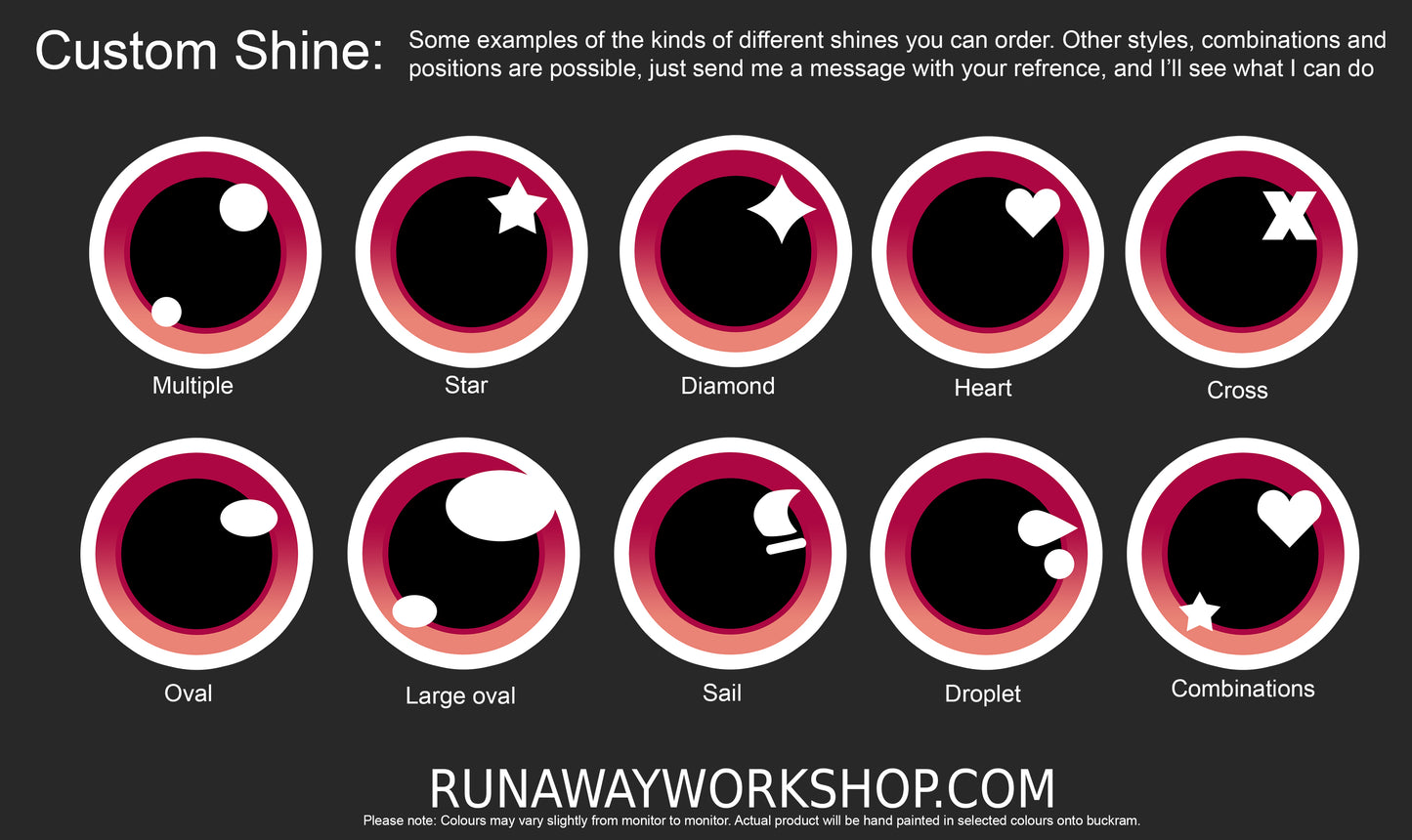 Toony eyes for costumes, (regular and large options) fursuits and mascots (1 pair) Waterproofed