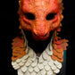 Orange Dragonborn scaled hooded mask for LARP, performance and costuming