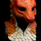 Orange Dragonborn scaled hooded mask for LARP, performance and costuming