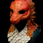 Orange Dragonborn scaled hooded mask for LARP, performance and costuming