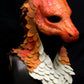Orange Dragonborn scaled hooded mask for LARP, performance and costuming