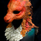 Orange Dragonborn scaled hooded mask for LARP, performance and costuming