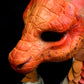 Orange Dragonborn scaled hooded mask for LARP, performance and costuming