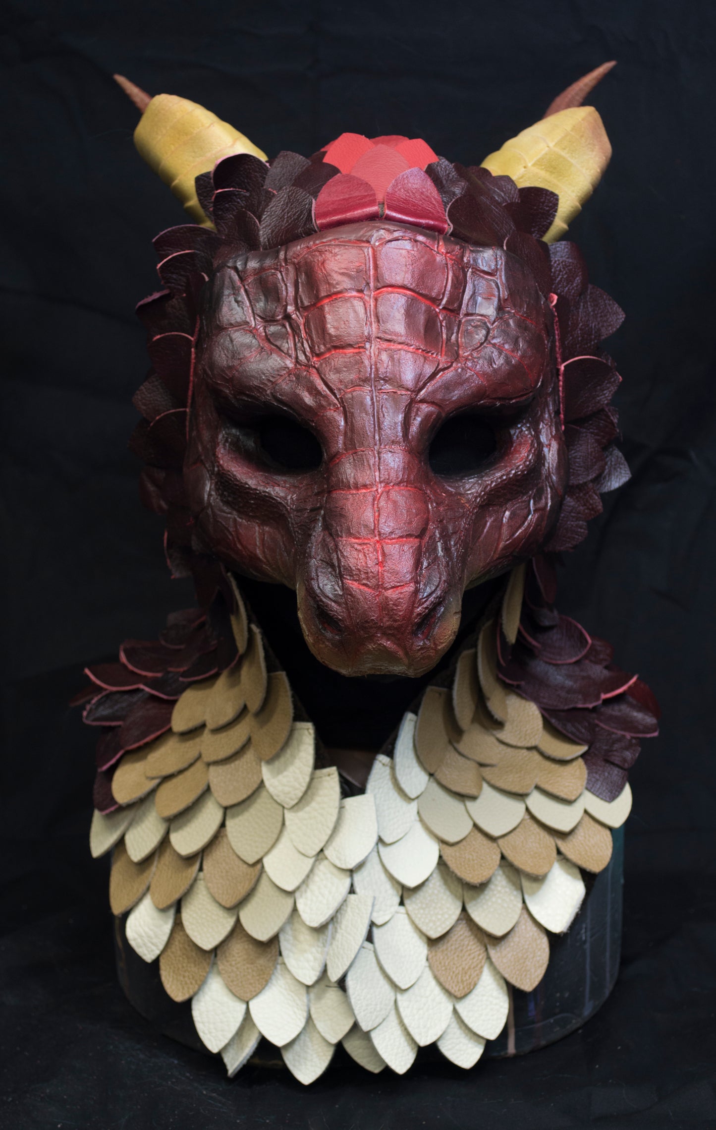 Awaykin Red Dragon: Made to order combat friendly Scaled LARP half mask