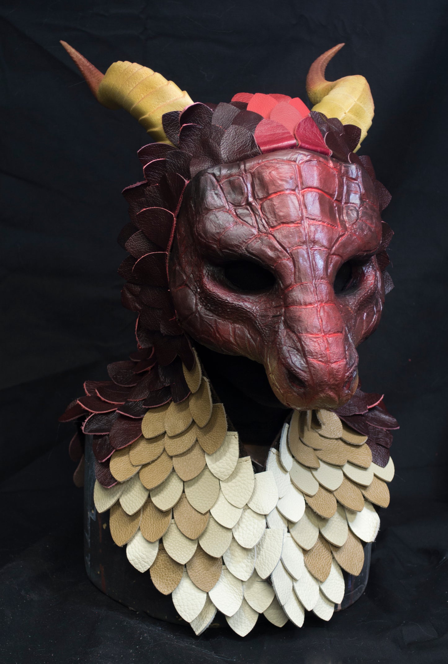 Awaykin Red Dragon: Made to order combat friendly Scaled LARP half mask