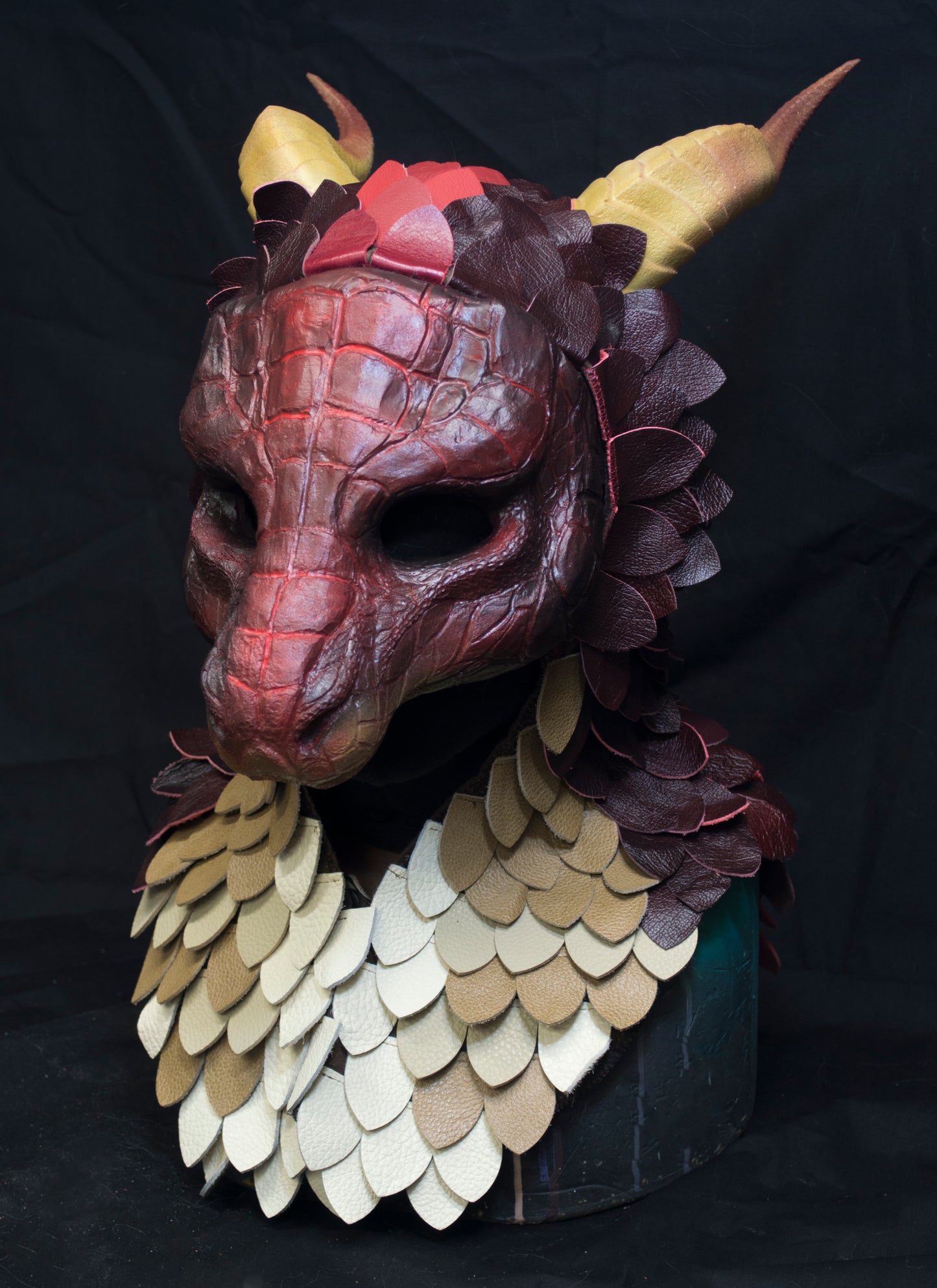 Awaykin Red Dragon: Made to order combat friendly Scaled LARP half mask