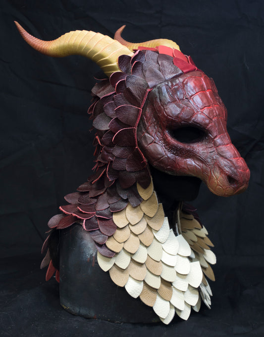 Awaykin Red Dragon: Made to order combat friendly Scaled LARP half mask