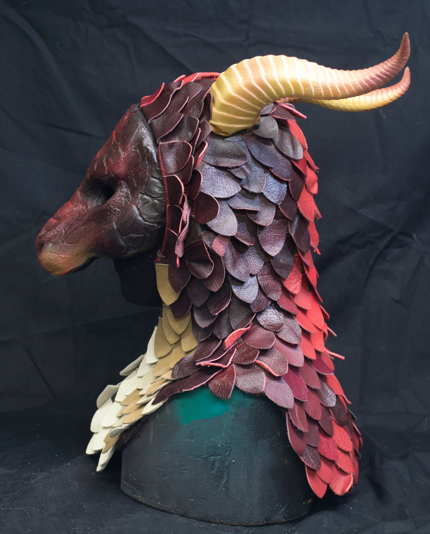 Awaykin Red Dragon: Made to order combat friendly Scaled LARP half mask