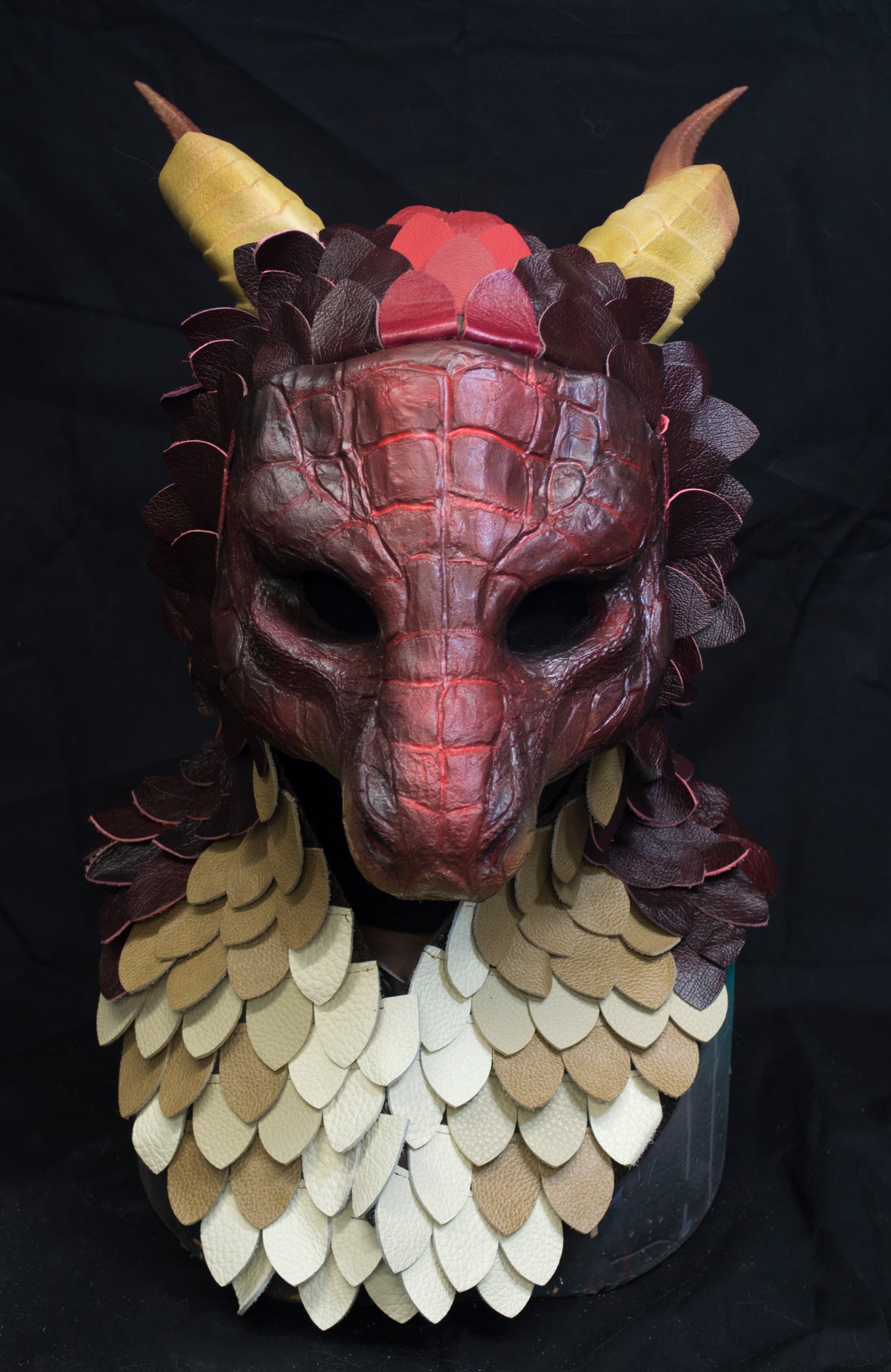 Awaykin Red Dragon: Made to order combat friendly Scaled LARP half mask