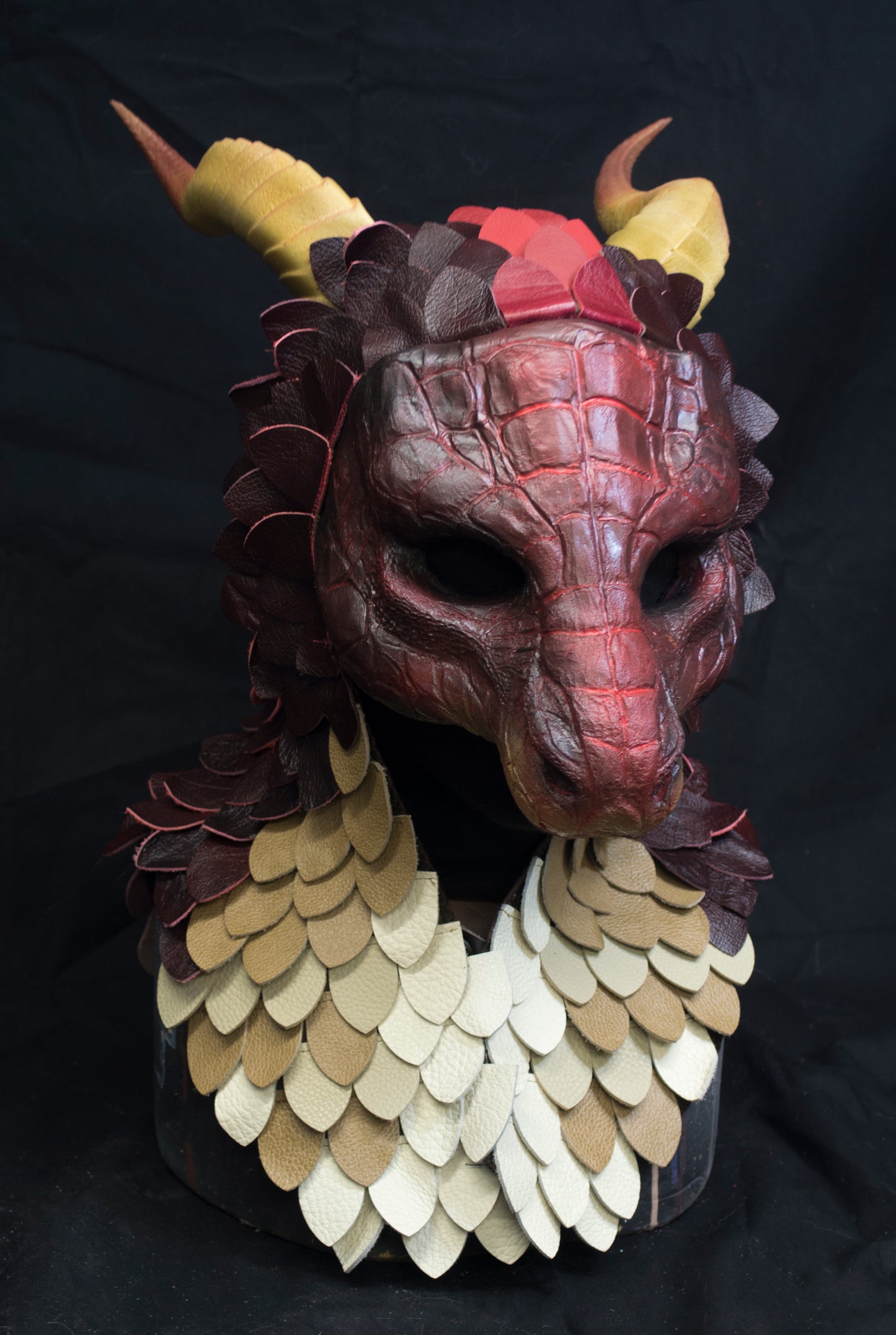 Awaykin Red Dragon: Made to order combat friendly Scaled LARP half mask