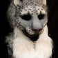 Snow leopard hooded mask with tail for LARP, performance and costuming