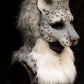 Snow leopard hooded mask with tail for LARP, performance and costuming
