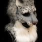 Snow leopard hooded mask with tail for LARP, performance and costuming