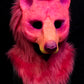 Pink Bear UV reactive hooded mask for LARP, performance and costuming