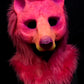 Pink Bear UV reactive hooded mask for LARP, performance and costuming