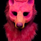 Pink Bear UV reactive hooded mask for LARP, performance and costuming