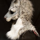 Snow leopard hooded mask with tail for LARP, performance and costuming