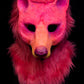 Pink Bear UV reactive hooded mask for LARP, performance and costuming