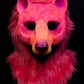 Pink Bear UV reactive hooded mask for LARP, performance and costuming