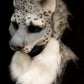 Snow leopard hooded mask with tail for LARP, performance and costuming