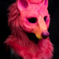 Pink Bear UV reactive hooded mask for LARP, performance and costuming