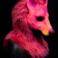 Pink Bear UV reactive hooded mask for LARP, performance and costuming