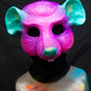 Purple Rat, UV reactive mask for LARP, performance and costuming