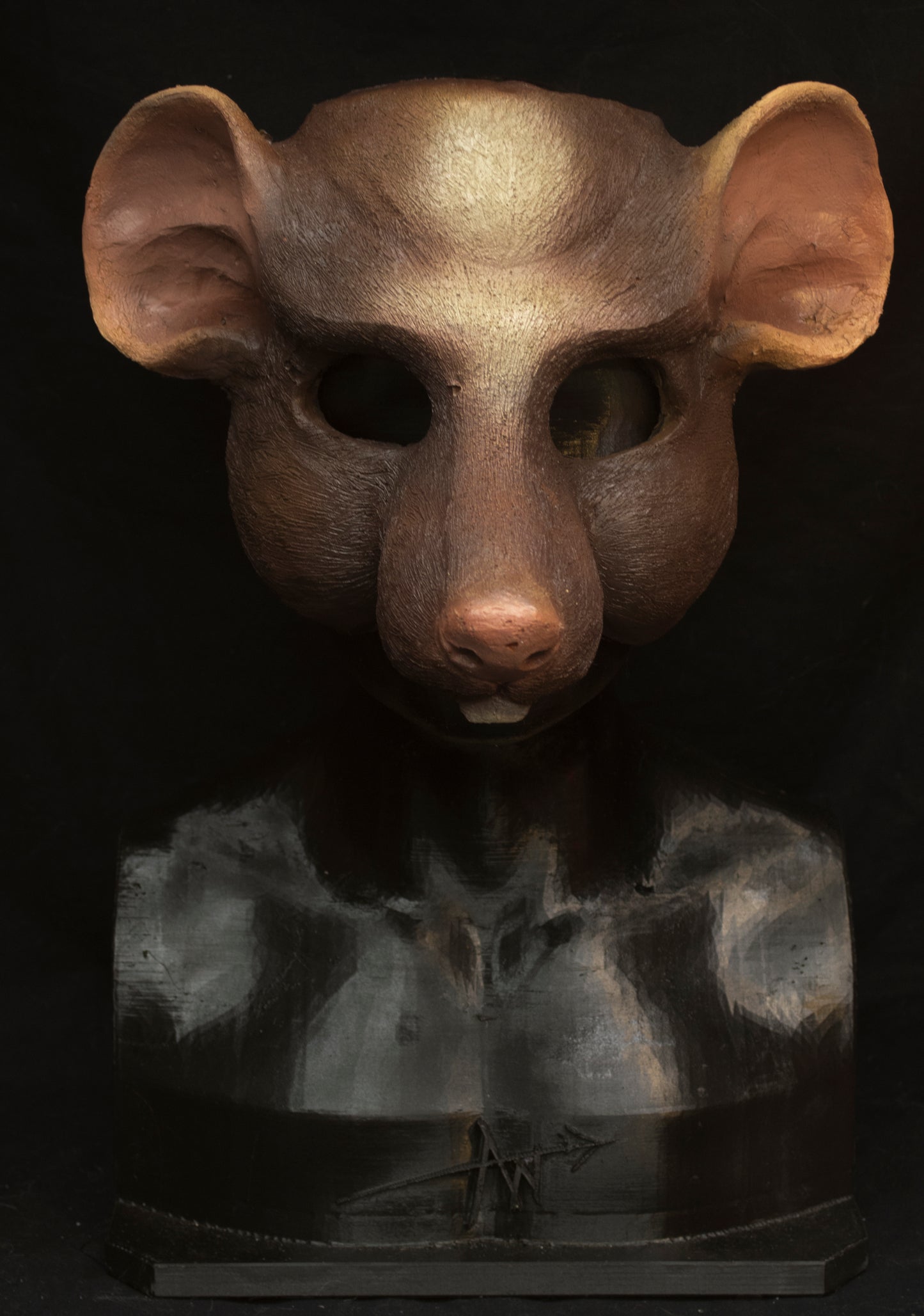 Brown and white rat / skaven mask for LARP, performance and costuming