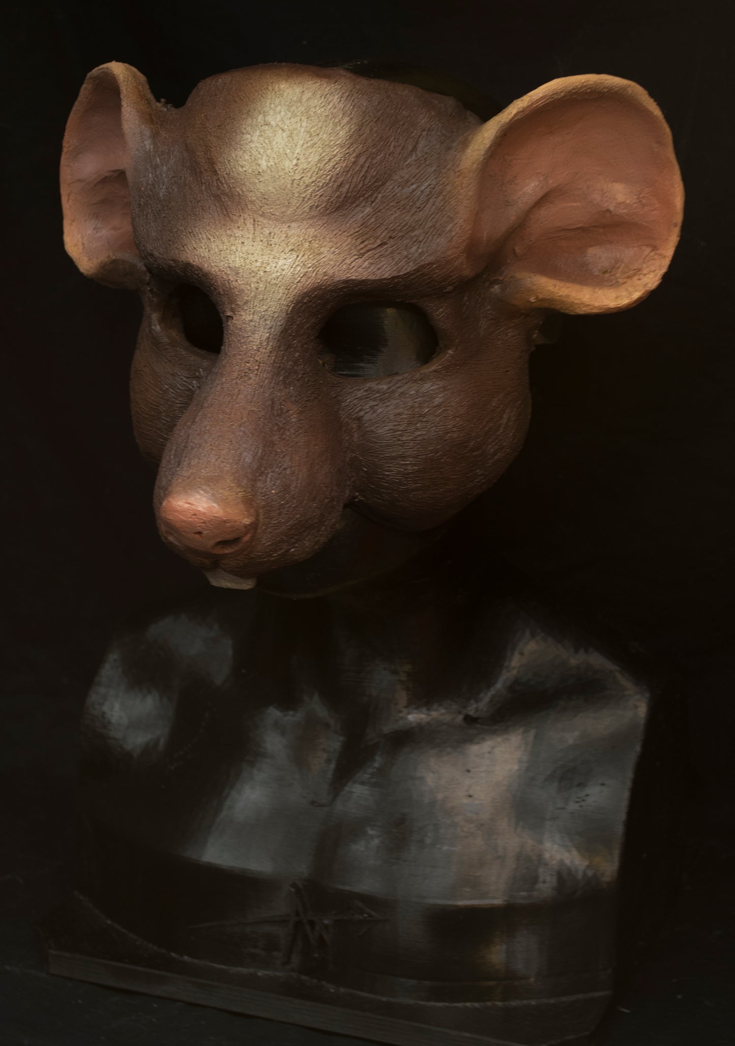 Brown and white rat / skaven mask for LARP, performance and costuming