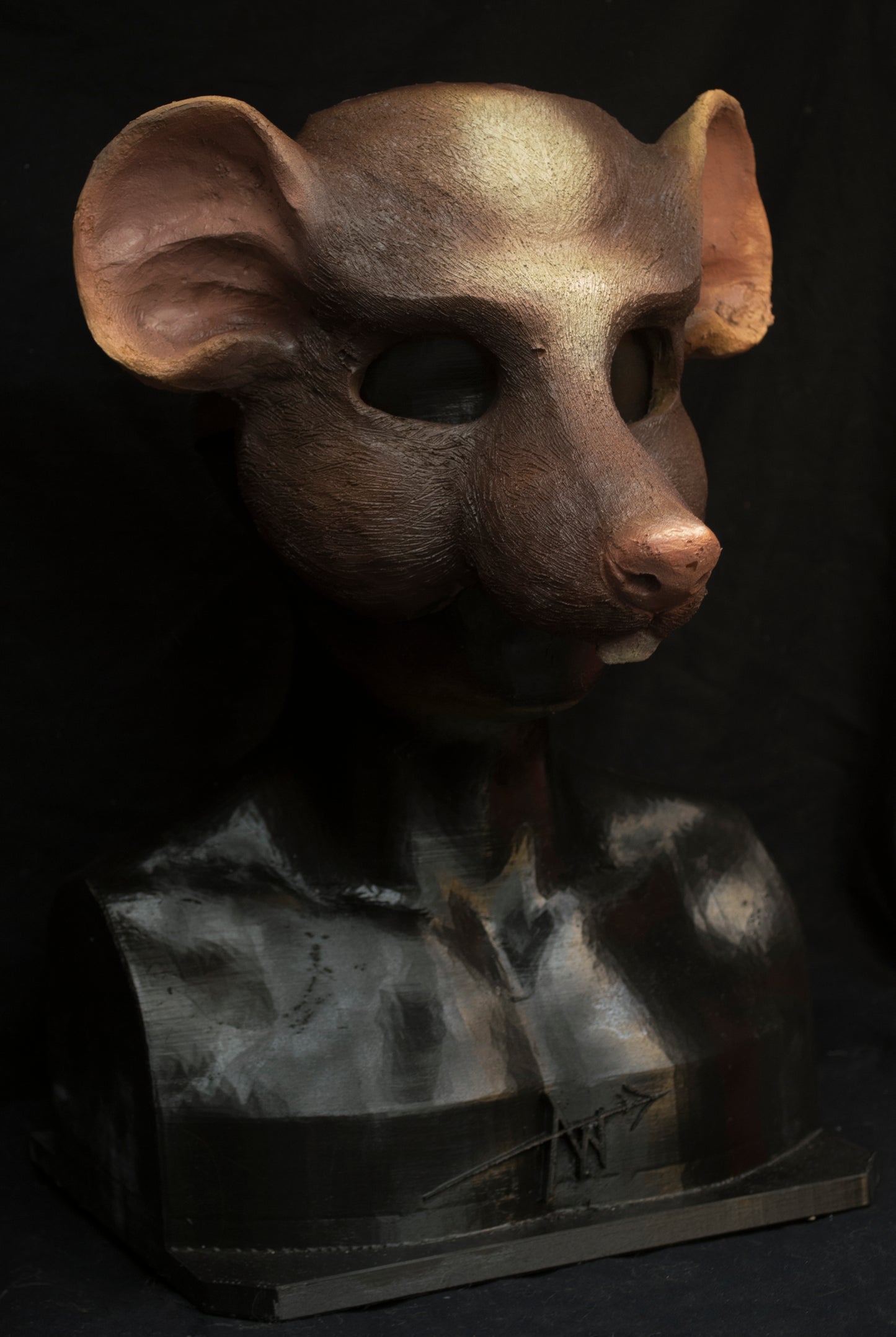 Brown and white rat / skaven mask for LARP, performance and costuming