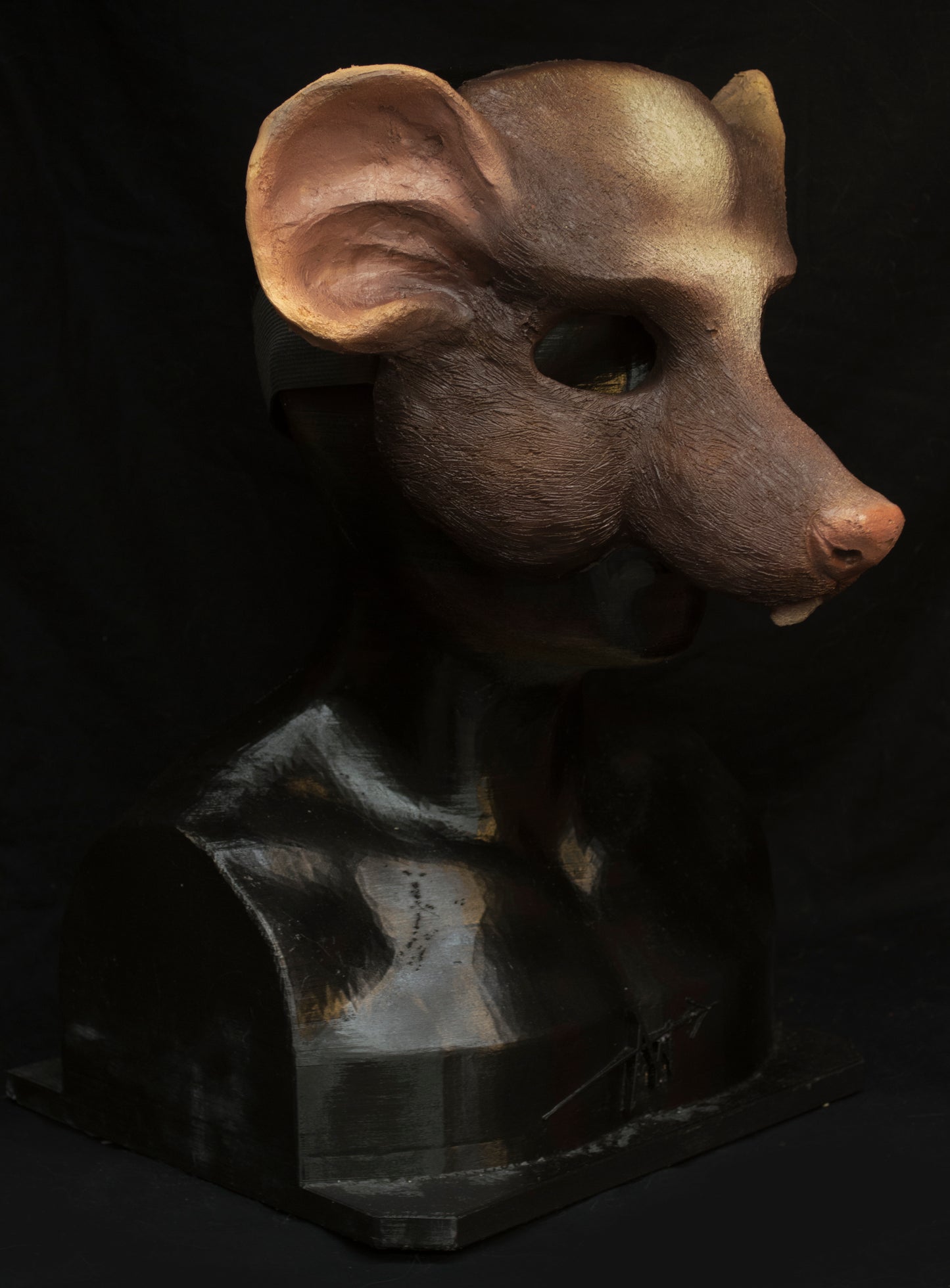 Brown and white rat / skaven mask for LARP, performance and costuming