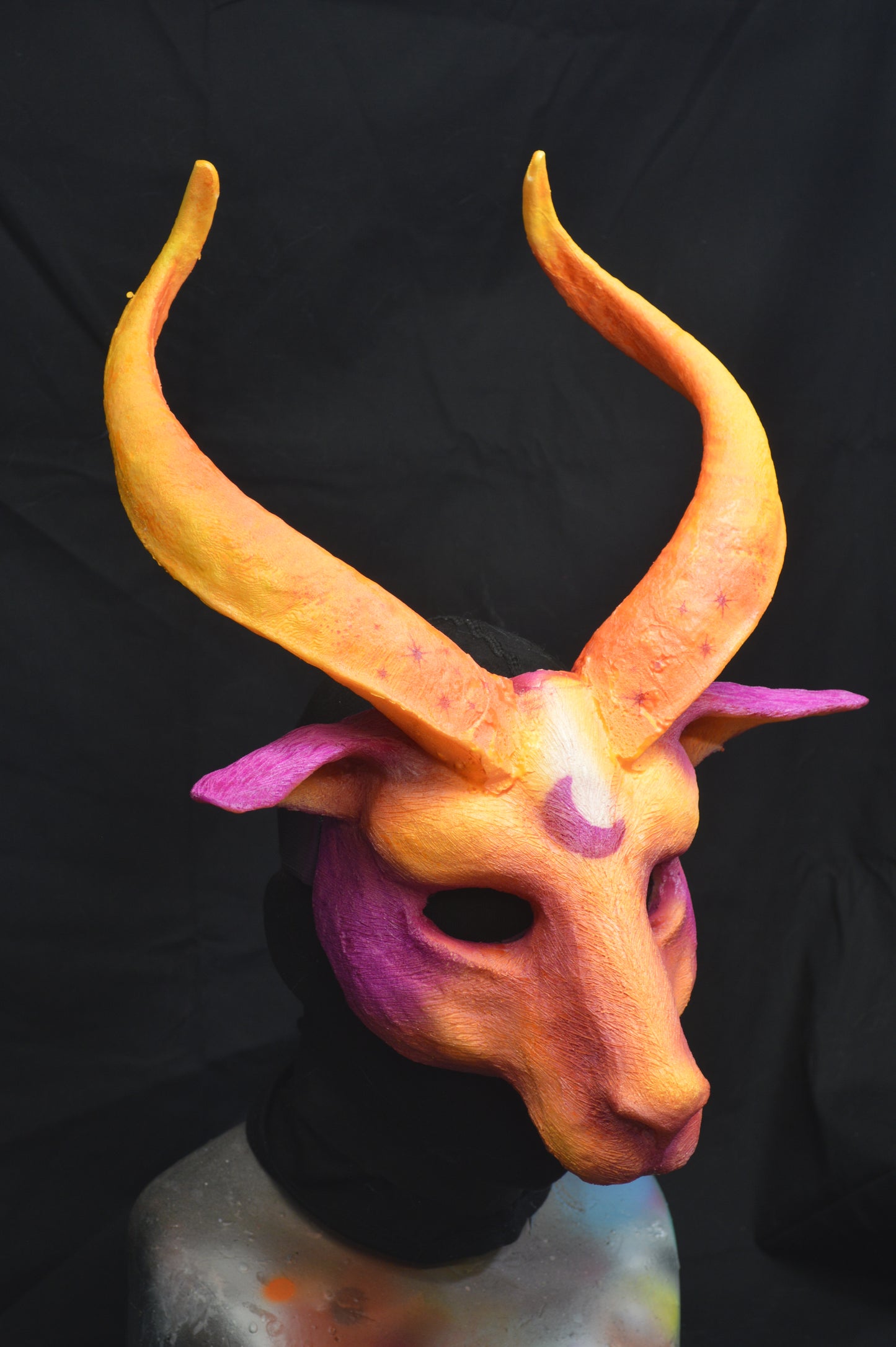 Custom painted hooded Awaykin mask with horns