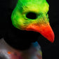 Green and Orange Bird, UV reactive mask for LARP, performance and costuming