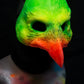 Green and Orange Bird, UV reactive mask for LARP, performance and costuming