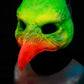 Green and Orange Bird, UV reactive mask for LARP, performance and costuming