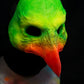 Green and Orange Bird, UV reactive mask for LARP, performance and costuming