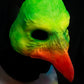 Green and Orange Bird, UV reactive mask for LARP, performance and costuming
