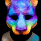 Rainbow Feline, UV reactive mask for LARP, performance and costuming