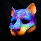 Rainbow Feline, UV reactive mask for LARP, performance and costuming