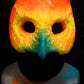 Orange Owl, UV reactive mask for LARP, performance and costuming