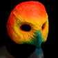 Orange Owl, UV reactive mask for LARP, performance and costuming