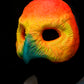 Orange Owl, UV reactive mask for LARP, performance and costuming