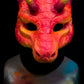 Pink / red Dragon, UV reactive mask for LARP, performance and costuming