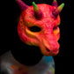 Pink / red Dragon, UV reactive mask for LARP, performance and costuming